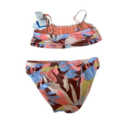 Roxy Girl's Rustic Brown Floraldelic Moonlight Story Athletic Swim Set Size 10 - Picture 4 of 11
